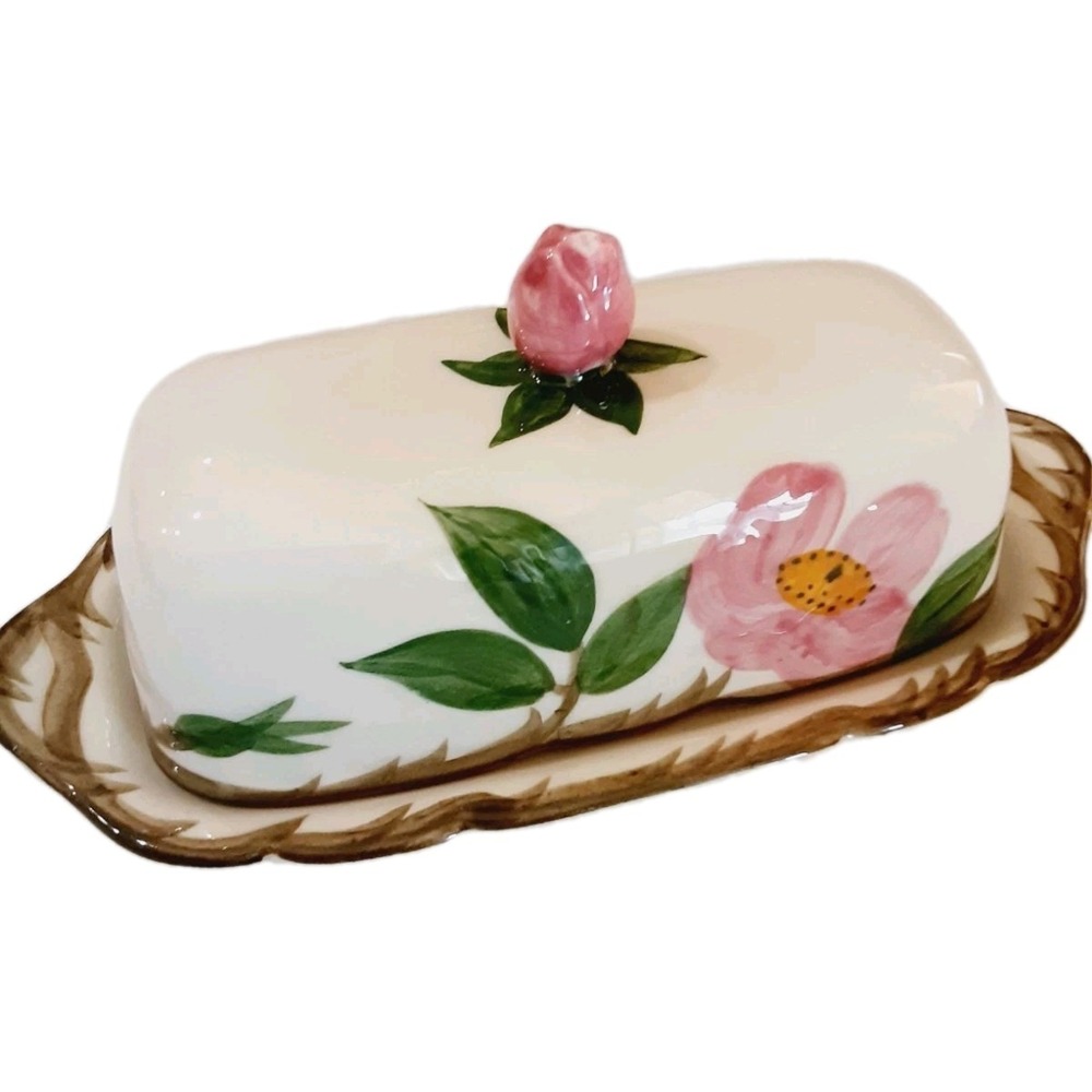 Vtg Franciscan Desert Rose Coverer Butter Dish 7.5" Ceramic Made in USA